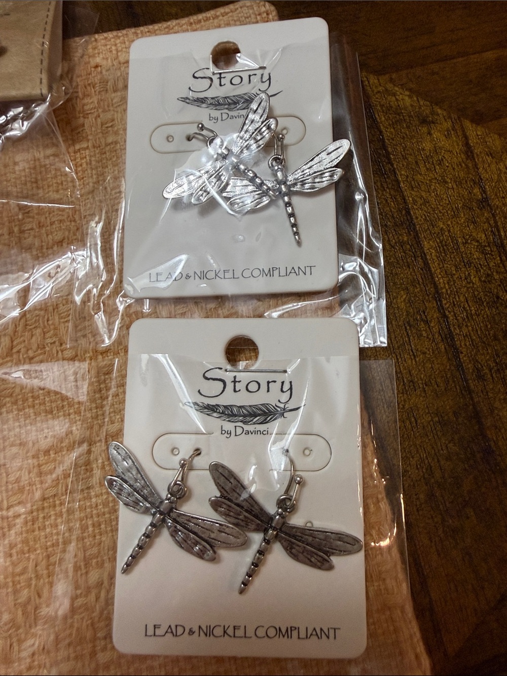 Story by Davinci Silver-Tone Dragonfly Feather & Tag Pendant Necklace - Slv. Lot